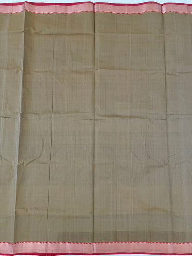 Handwoven Mangalgiri Cotton Saree | Light Brown | Gold & Silver Zari | Handwoven | Ships from California